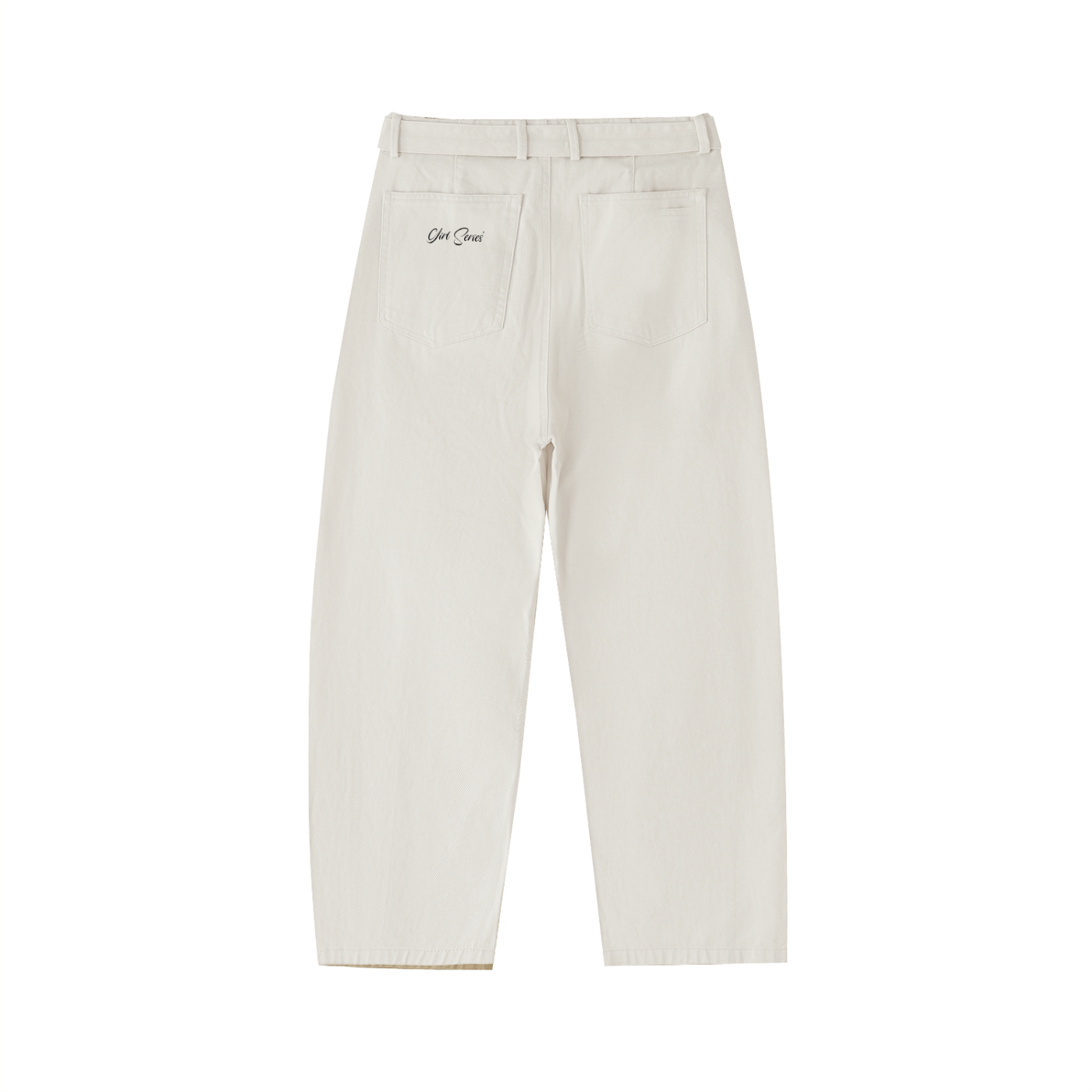 Belted Curved-Blade Hemmed Pants