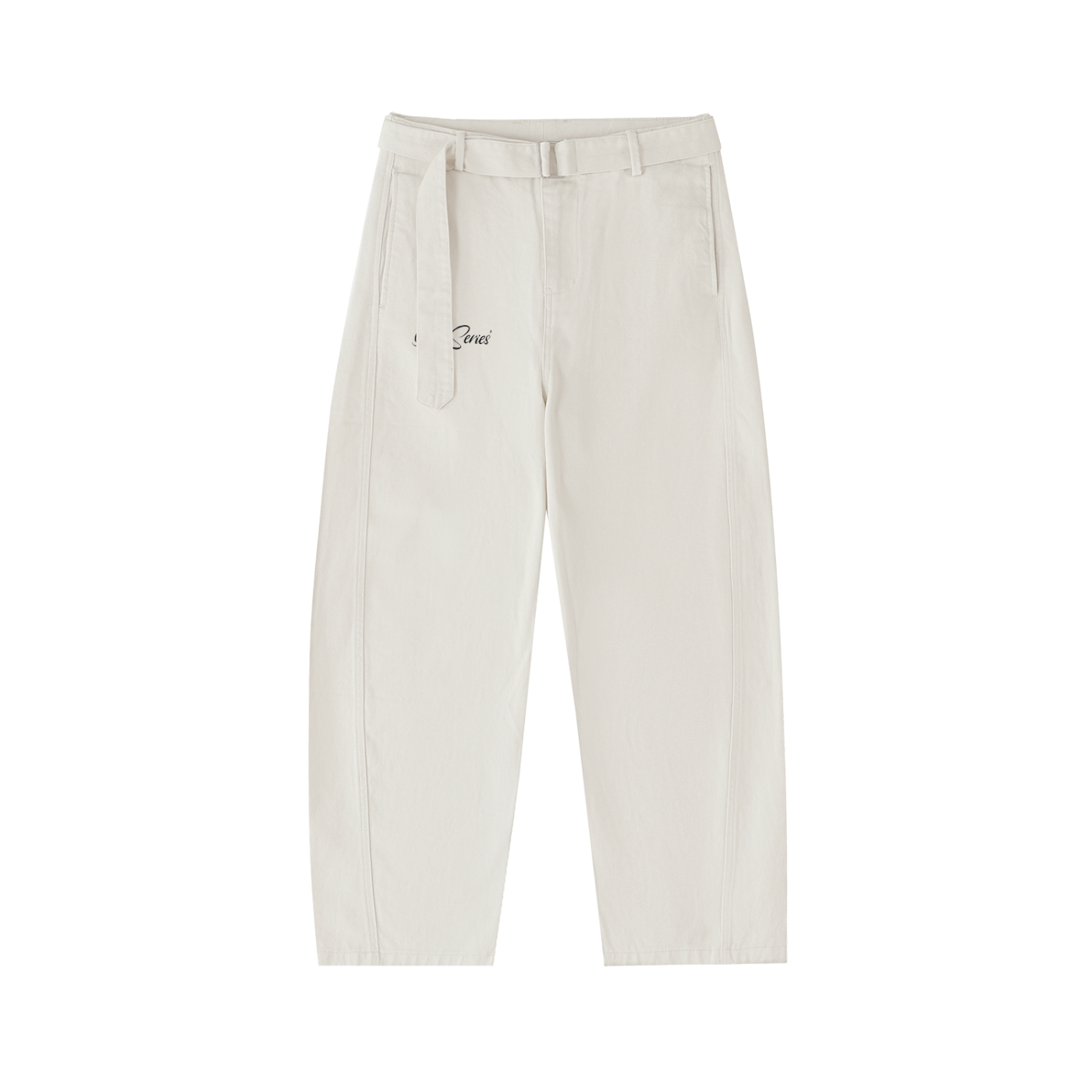 Belted Curved-Blade Hemmed Pants