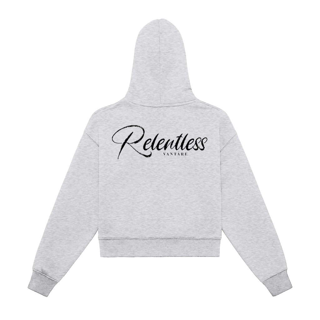 RLNT Fleeced Zip-Up Cropped Hoodie