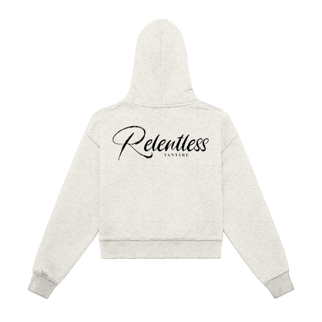 RLNT Fleeced Zip-Up Cropped Hoodie