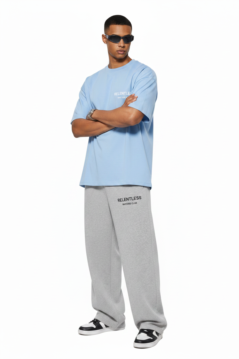RLNT Sky Blue Tee — White Studio Editorial
