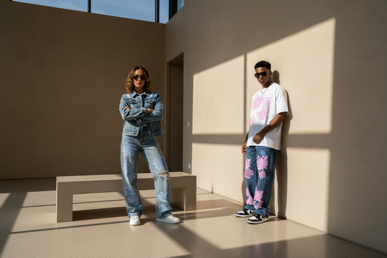 Two models in gallery setting