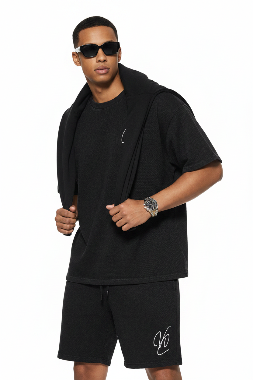 Vantàrs Washed Black Waffle Matching Set